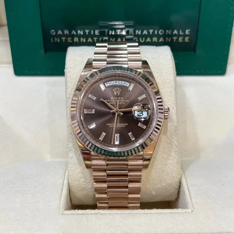 RLX DAYDATE ROSE GOLD CHOCLATE DAIL