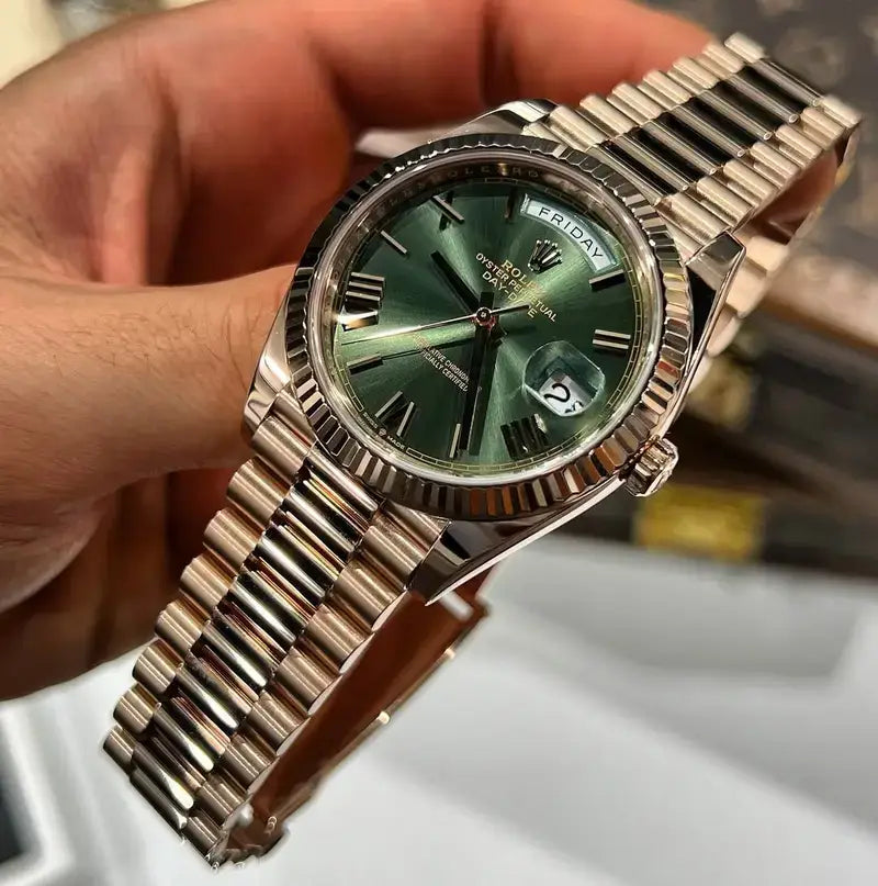 RLX DAY-DATE ROSE GOLD OLIVE GREEN DAIL